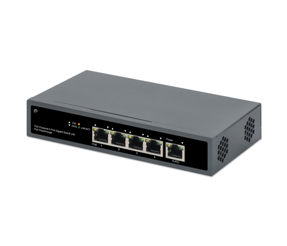 PoE-Powered 5-Port Gigabit Switch with PoE Passthrough - 65W PoE, Desktop/Wall-mount