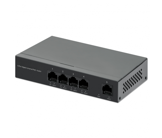 5-Port Gigabit Ethernet PoE+ Switch - 40W PoE - Geeignet für Tisch- und Wandmontage