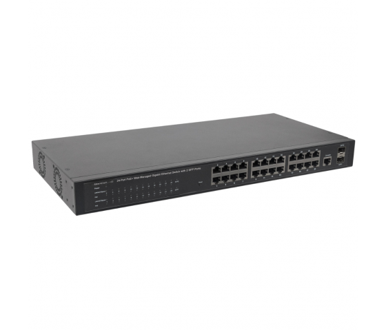 24-Port Gigabit Ethernet Web-Managed PoE+ Switch with 2 SFP ports - 370W PoE, Rackmount