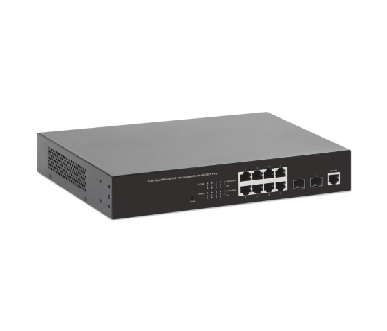 8-Port Gigabit Ethernet Web-Managed PoE+ Switch mit 2 SFP-Ports - 140W PoE, Rackmount