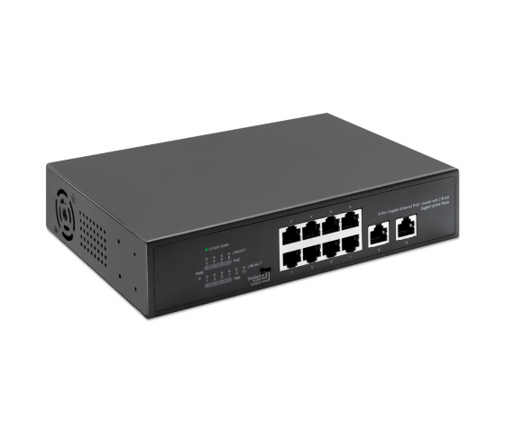 8-Port Gigabit Ethernet PoE+ Switch with 2 Uplink Ports - 120W PoE, Desktop