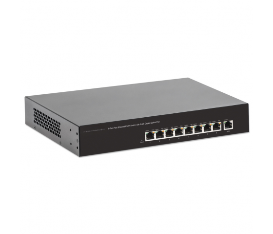 8-Port Fast Ethernet PoE+ Switch - 140W PoE, Desktop