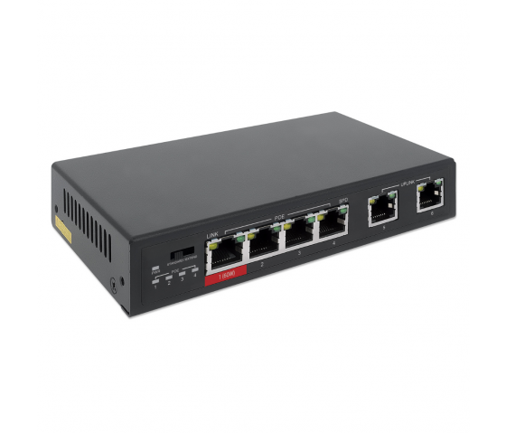 6-Port Fast Ethernet Switch with 4 PoE ports - 65W PoE, VLAN, Desktop