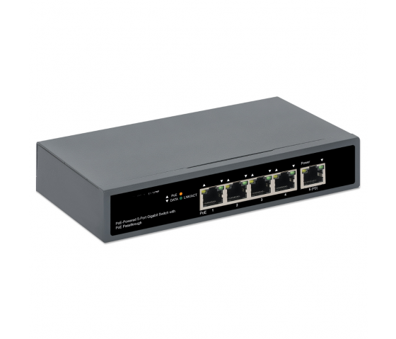 PoE-Powered 5-Port Gigabit Switch with PoE Passthrough - 65W PoE, Desktop/Wall-mount