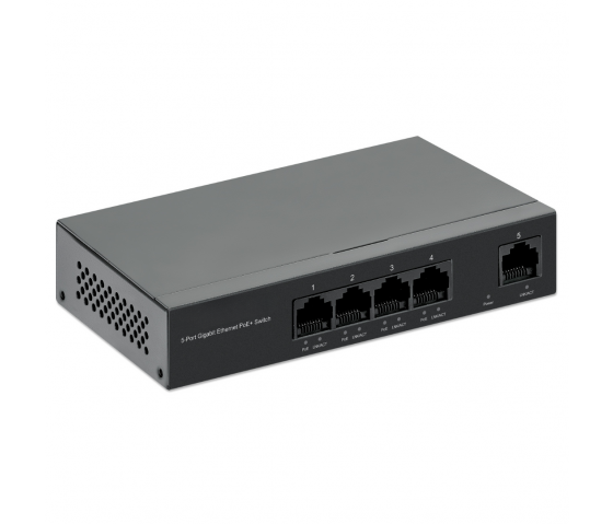 5-Port Gigabit Ethernet PoE+ Switch - 40W PoE - Geeignet für Tisch- und Wandmontage