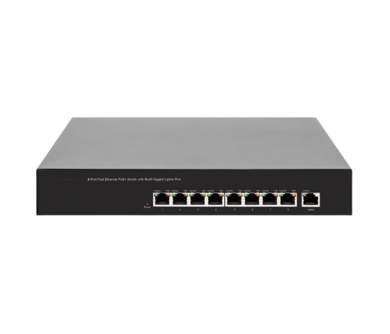 8-Port Fast Ethernet PoE+ Switch - 140W PoE, Desktop