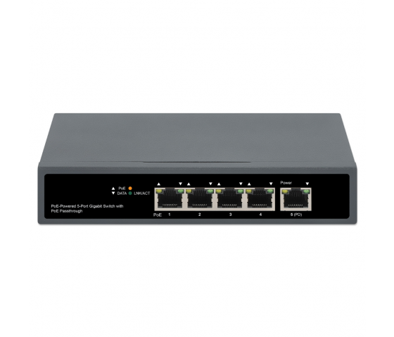 PoE-Powered 5-Port Gigabit Switch with PoE Passthrough - 65W PoE, Desktop/Wall-mount