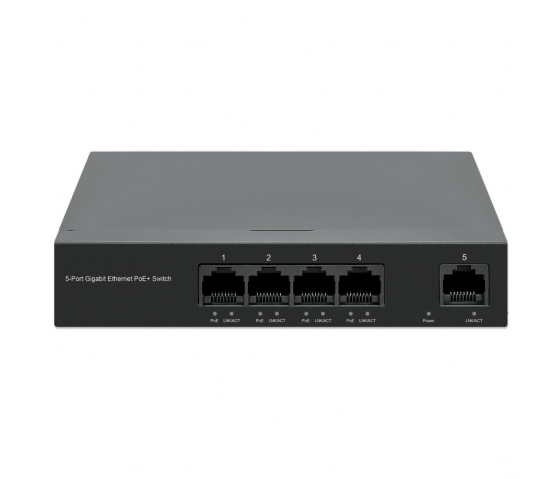 5-Port Gigabit Ethernet PoE+ Switch - 40W PoE - Geeignet für Tisch- und Wandmontage