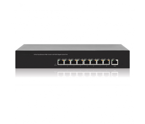 8-Port Fast Ethernet PoE+ Switch - 140W PoE, Desktop