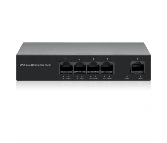 5-Port Gigabit Ethernet PoE+ Switch - 40W PoE - Geeignet für Tisch- und Wandmontage