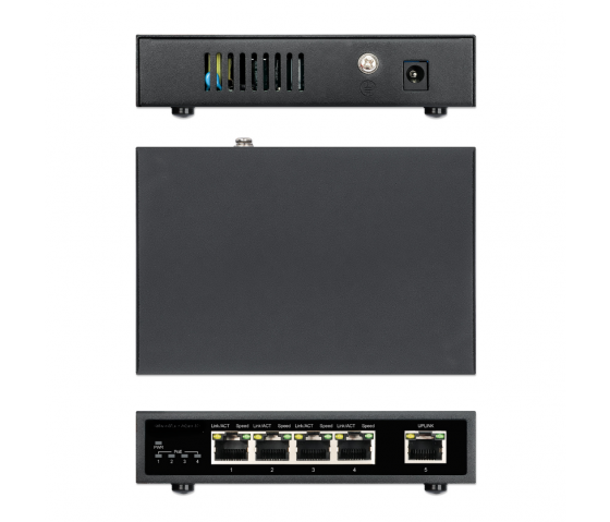 5-portars Gigabit Ethernet PoE+-switch - 62W PoE, stationär