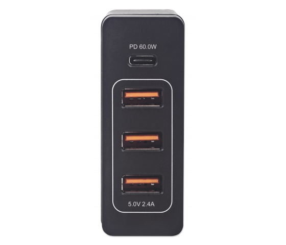 Hub de carga Power Delivery con 3 conectores USB-A y 1 USB-C