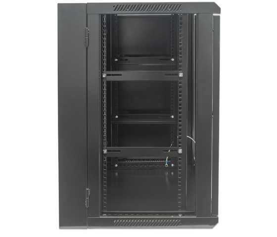 19 inch wall server cabinet MHT145 with glass door - 15U height - double section - 550 mm deep - black