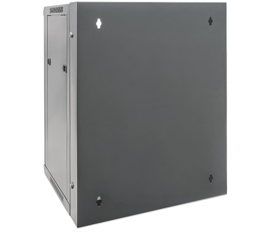 19 inch wall server cabinet MHT145 with glass door - 15U height - double section - 550 mm deep - black