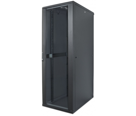 19-inch network cabinet MHT181 with glass door - 32U - 600 (D) x 600 (W) x 1588 (H) - flatpack - black