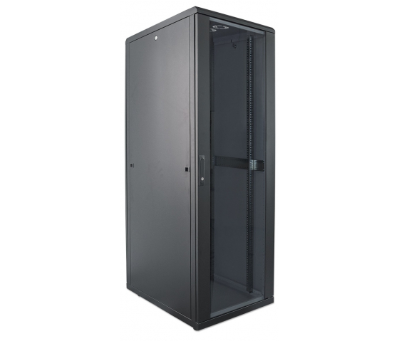 19-inch network cabinet MHT181 with glass door - 32U - 600 (D) x 600 (W) x 1588 (H) - flatpack - black