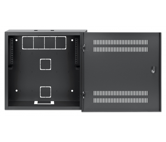 19 inch compacte wandkast MHT155 met dichte deur - 170 mm diep - zwart