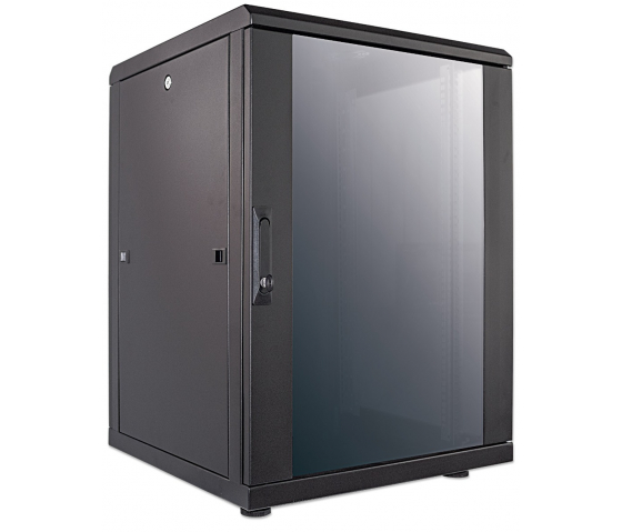 19-inch network cabinet MHT200 with glass door - 16U - 600 (D) x 600 (W) x 878 (H) - assembled - black