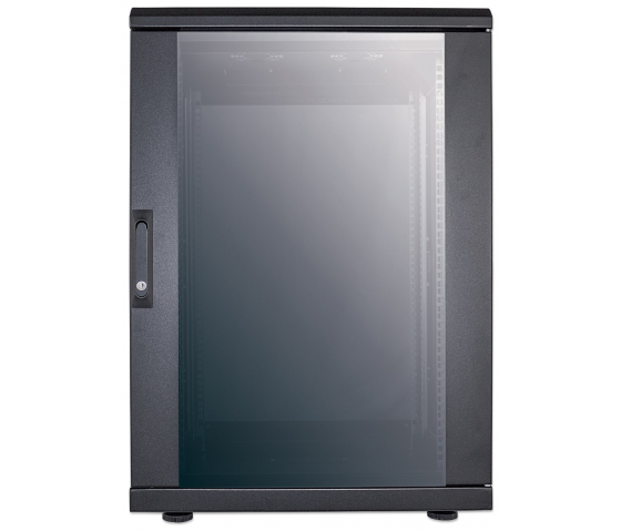 19-inch network cabinet MHT200 with glass door - 16U - 600 (D) x 600 (W) x 878 (H) - assembled - black