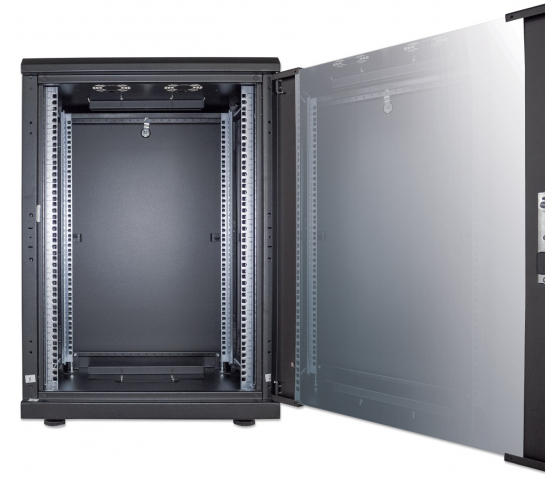 19-inch network cabinet MHT200 with glass door - 16U - 600 (D) x 600 (W) x 878 (H) - assembled - black