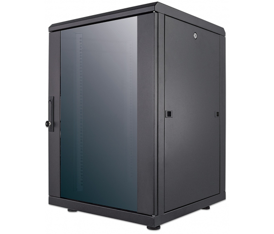 19-inch network cabinet MHT200 with glass door - 16U - 600 (D) x 600 (W) x 878 (H) - assembled - black