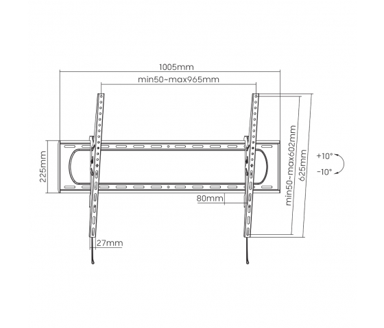 Heavy-Duty large TV wall bracket MHT69 with tilt function for 60 to 120 inch televisions