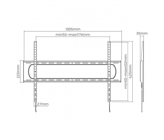 Heavy-Duty low-profile fixed TV wall bracket MHT70 for 60 to 120-inch televisions