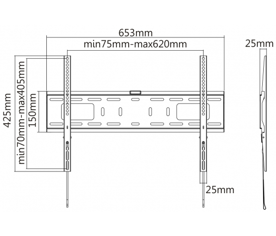 Heavy-Duty low-profile TV wall bracket MHT72 for 37 to 70-inch televisions