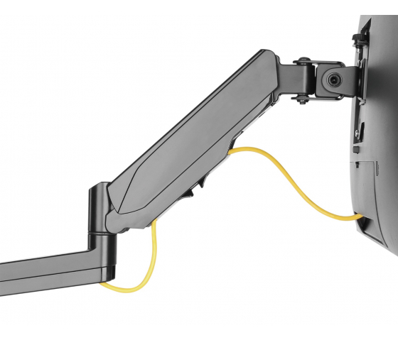 Universal gas spring monitor wall bracket with single arm and hinge for 17 to 32 inch monitors