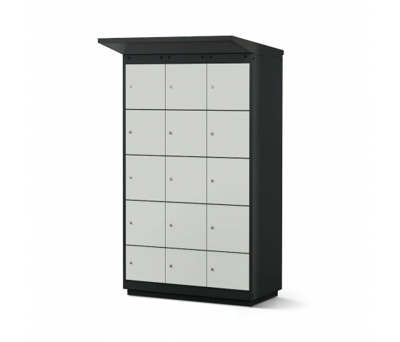 Outdoor E-bike battery charging locker with 12 compartments - key lock