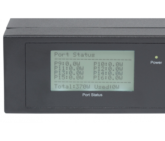 Switch PoE+ Gigabit Ethernet a 16 porte con LCD - 370W PoE, montaggio a rack