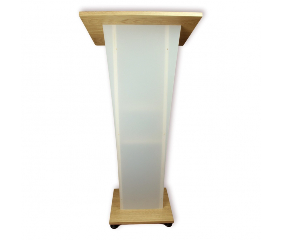 Wooden lectern with satinised front panel Pollux - cherry colour 