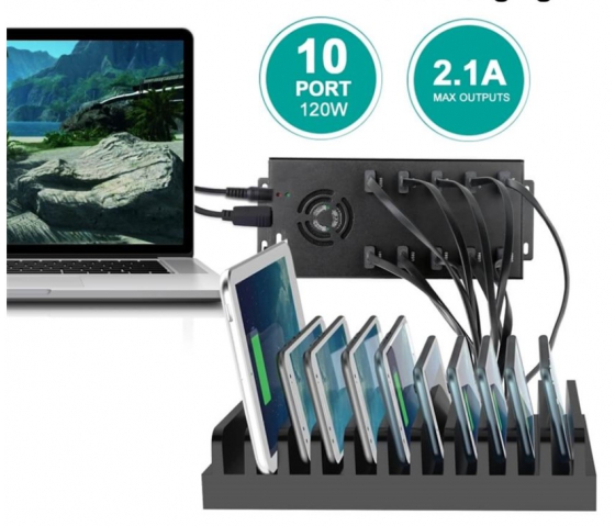 10 ports USB-A USB 3.0 10W laad & sync hub