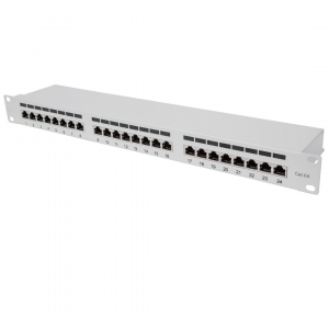 Cat6a beschermd patchpaneel 24 poorts - 1U 19" - grijs