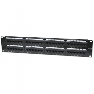 Cat6 patch panel 48 ports - 2U 19" - black