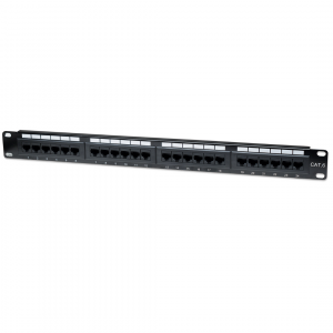 Cat6 patch panel 24 ports - 1U 19" - black