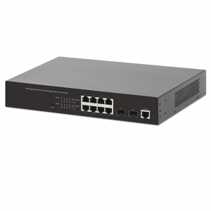 8-Poorts Gigabit Ethernet Web-Managed PoE+ Switch met 2 SFP-poorten - 140W PoE, Rackmount