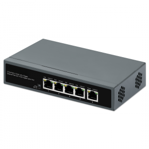 5-Poorts PoE++ Switch met Gigabit Ethernet en Uplink-functionaliteit - desktop/muur montage