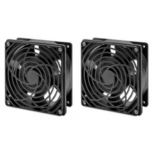 Ventilatie-unit met 2 ventilatoren voor 19-inch wandkasten - zwart