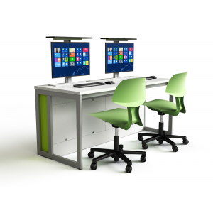 Computer table M1 with 2 mechanical pop-up monitor housings - 160 (W) x 75 (D) cm