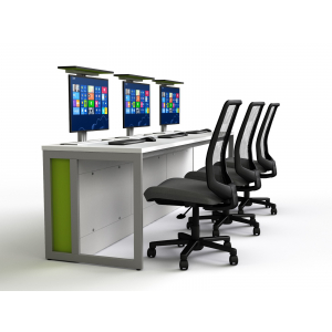 Computer table M1 with 3 mechanical pop-up monitor enclosures - 210 (W) x 67 (D) cm