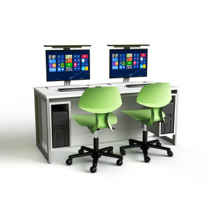 Computer table M1 with 2 mechanical pop-up monitor enclosures - 140 (W) x 75 (D) cm