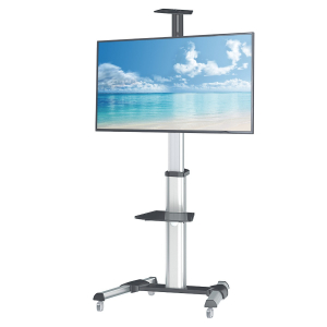 Aluminium in hoogte verstelbare multimedia monitor wagen - 37 tot 70 inch