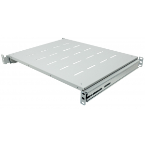 Extendable tray 1U for 19" server cabinets with depth 600 to 800 mm - gray