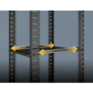 1U verstelbare legplank met instelbare raildiepte voor serverkasten met 600 mm diepte - zwart