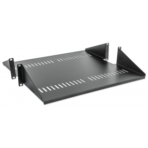 2U dubbelzijdige geventileerde cantilever legplank 19 inch - 450 mm diep - draagkracht tot 25 kg - zwart