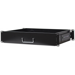 2U 350mm tiefe Stauschublade für 19" Rack - schwarz