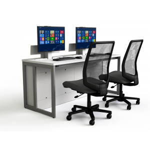 Computer table P1 with 2 electric pop-up monitor enclosures - 160 (W) x 75 (D) cm