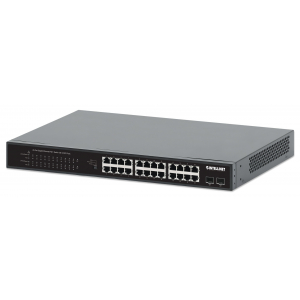 24-Port Gigabit Ethernet PoE+ Switch with 2 SFP ports - 370W PoE, Rackmount