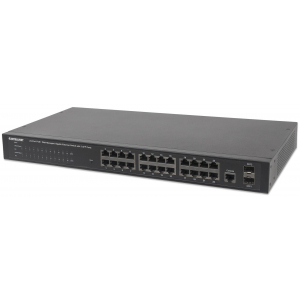 24-Port Gigabit Ethernet Web-Managed PoE+ Switch with 2 SFP ports - 370W PoE, Rackmount